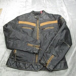 Report‎ Collection Genuine Leather Jacket Men Medium Black Heavy Distress Style